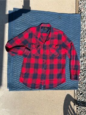 Men's Obey Red and Blue Plaid Flannel Shirt
